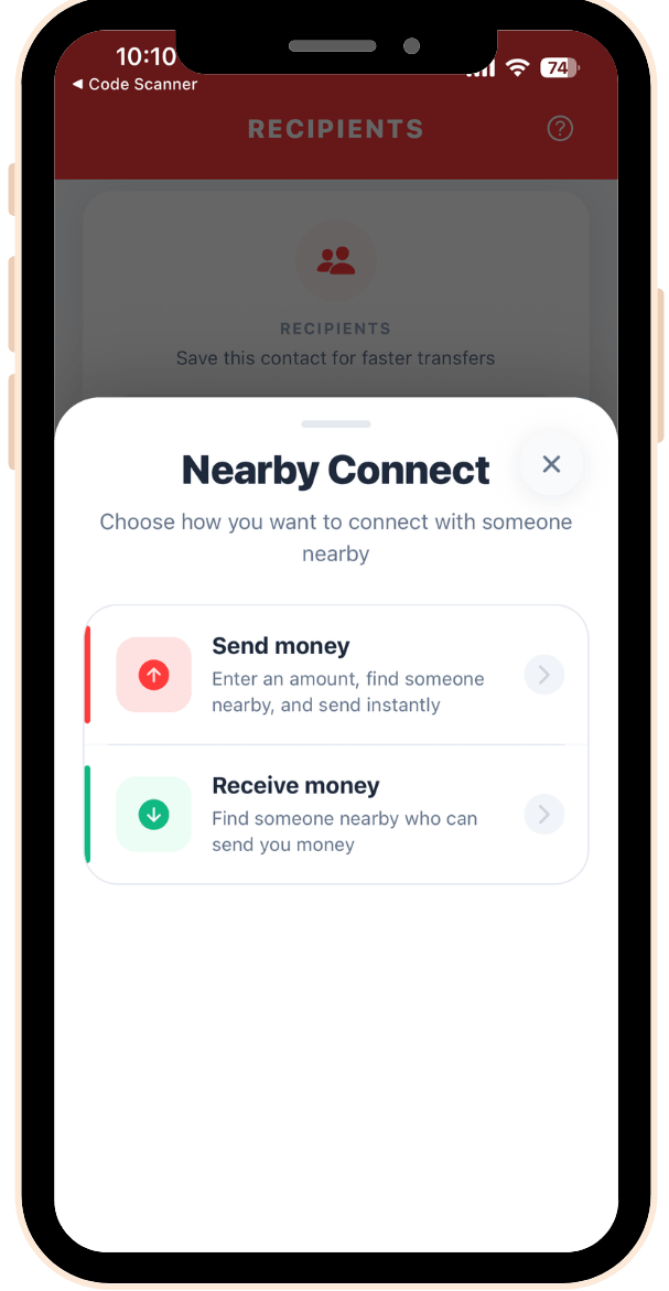 Nearby peers list