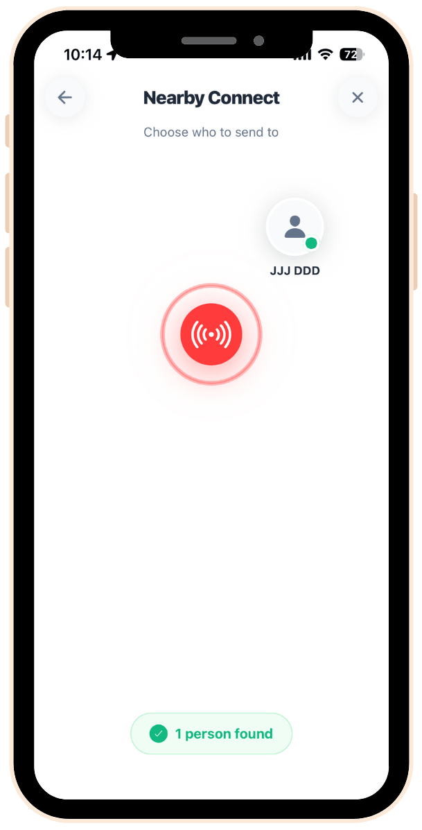 Send money to nearby contact