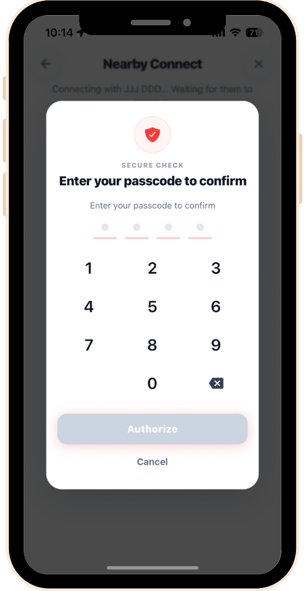 Nearby Connect transfer confirmation