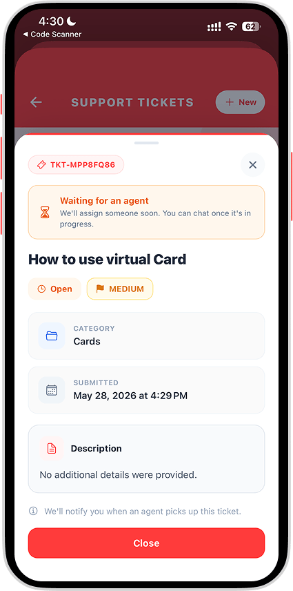 Submit Ticket screen 4