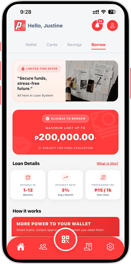 Borrow home screen