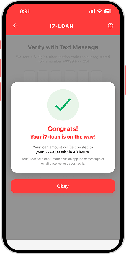 Loan approval confirmation