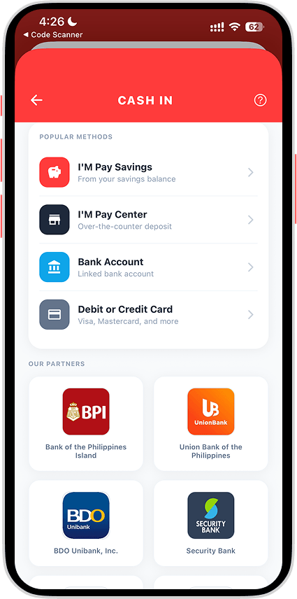 Cash In screen 1