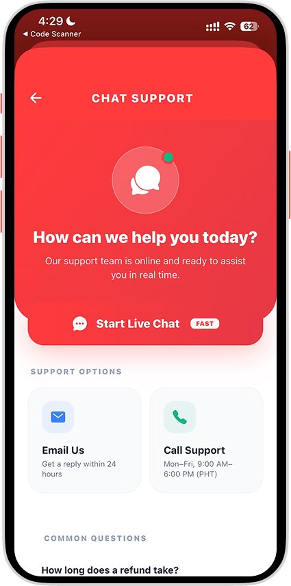 Live Chat screen 1