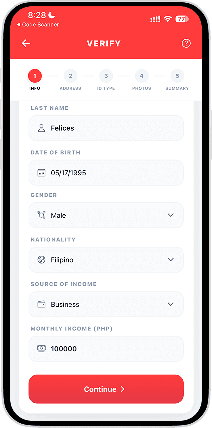 impay Account Verification screen with Get Verified Now