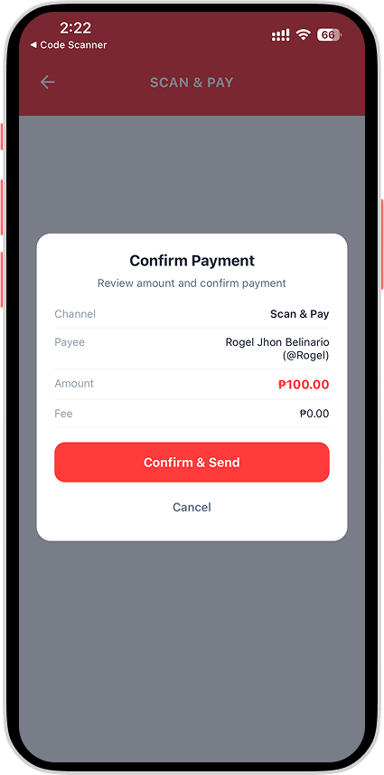 Confirm Payment for preset amount