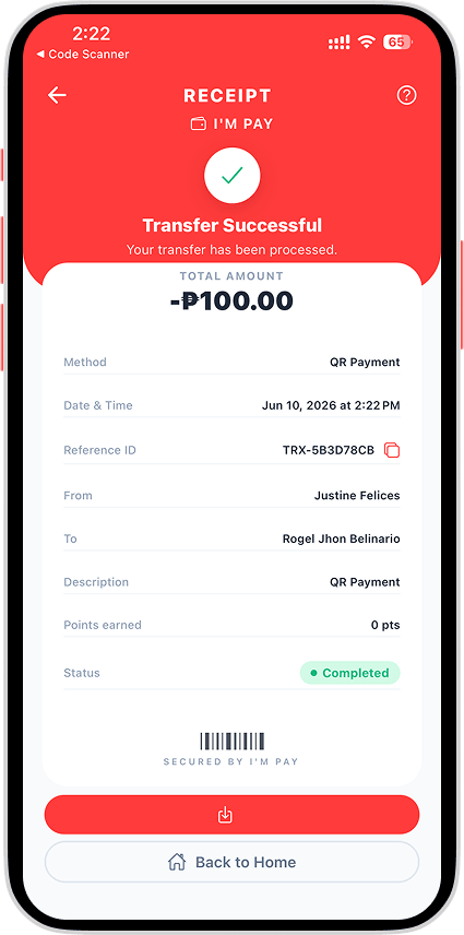 Payment receipt
