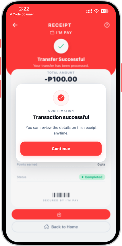 Transaction successful