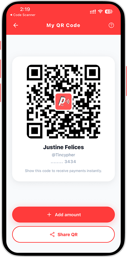 My QR code without preset amount