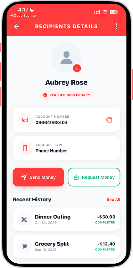Request Money screen 3