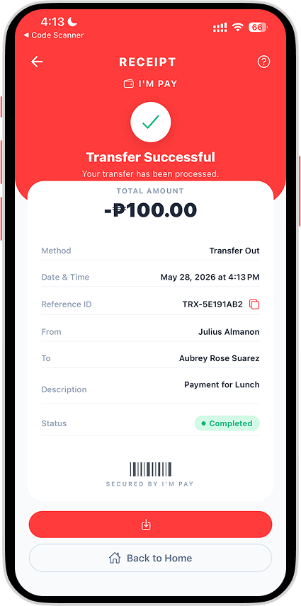 Send Money screen 3