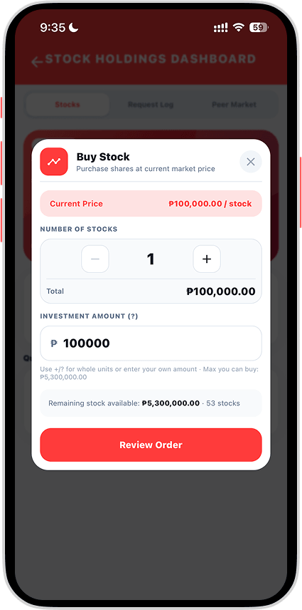 Buy stock at current market price